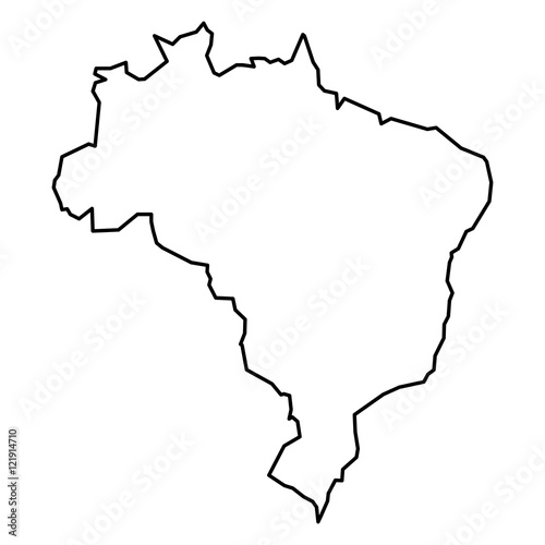 Black contour map of Brazil