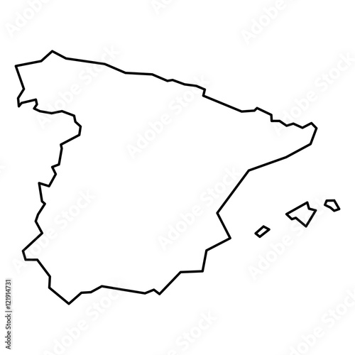 Black contour map of Spain