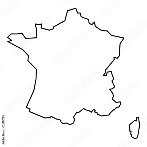 Black contour map of France