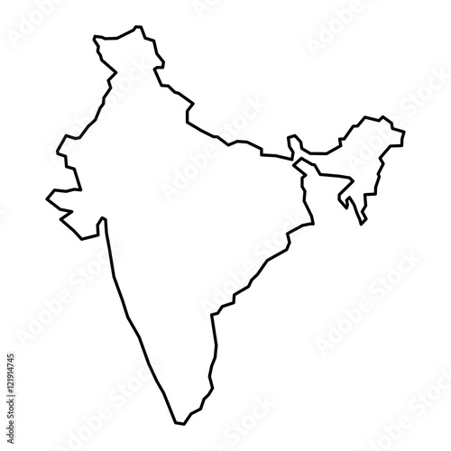 Black contour map of India