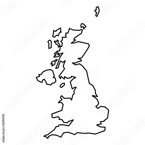Black contour map of United Kingdom