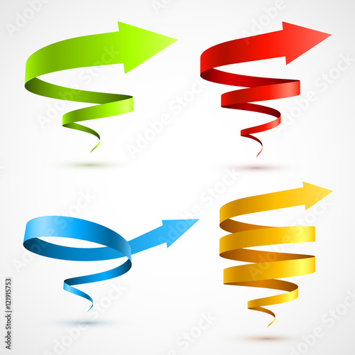 Set of colorful spiral arrows