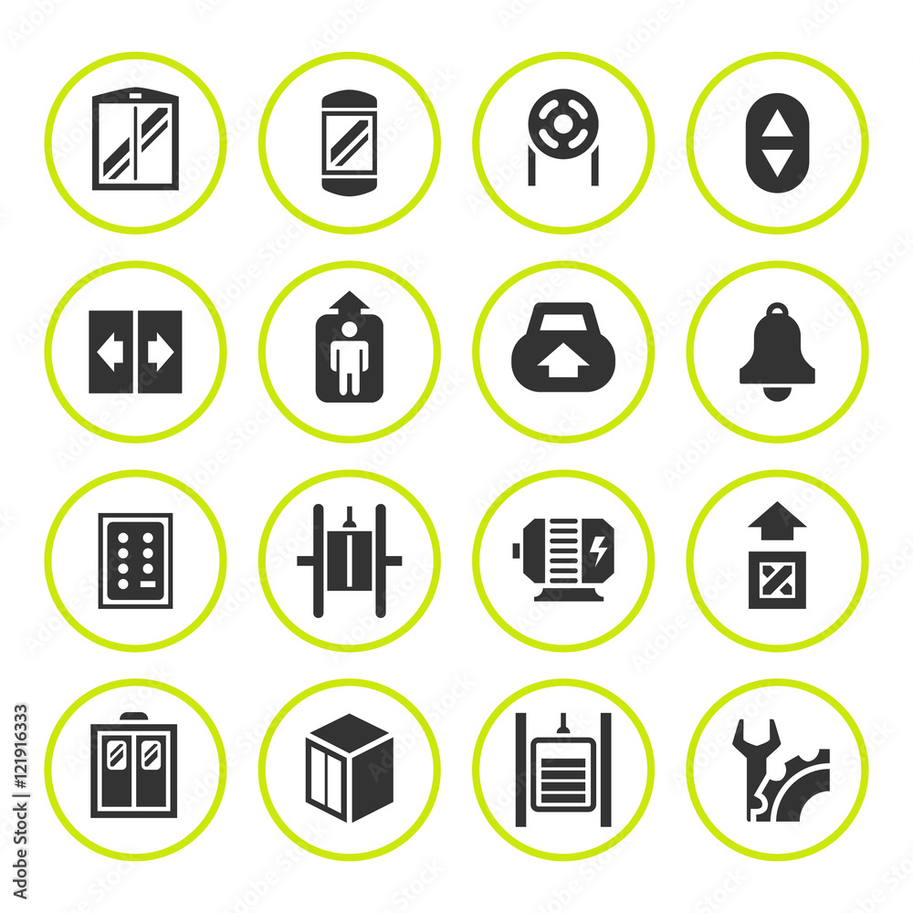Set round icons of elevator and lift