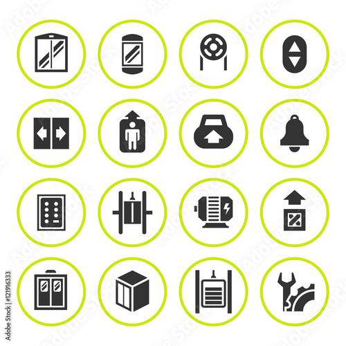 Set round icons of elevator and lift