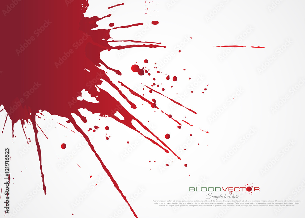 Blood splatter isolated on white background, vector design Stock Vector