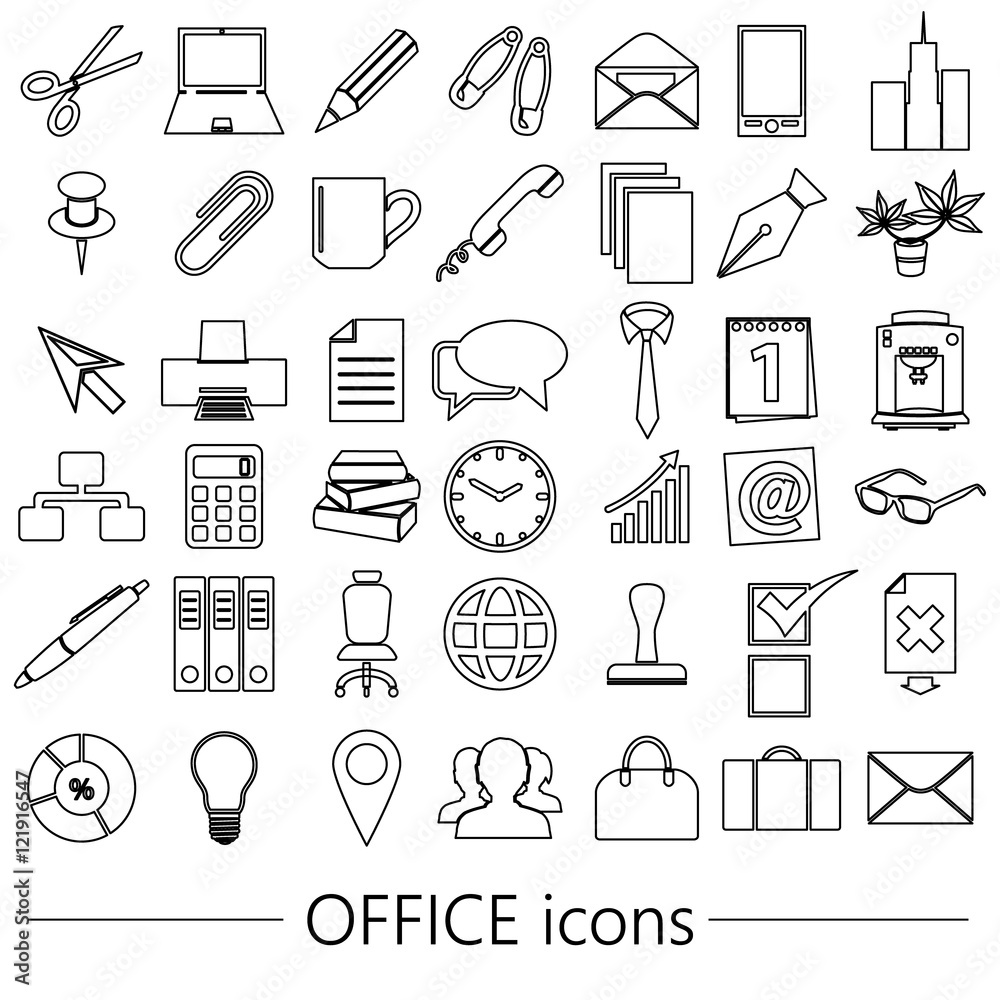 office work theme simple outline icons collection eps10 office work theme simple outline icons collection eps10