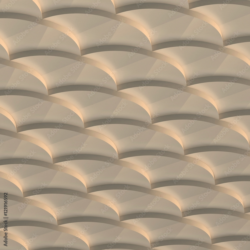 3d illustration. The abstract three-dimensional background based on the pattern of scales. Bronze shade render. 3d illustration. The abstract three-dimensional background based on the pattern of scales. Bronze shade render.