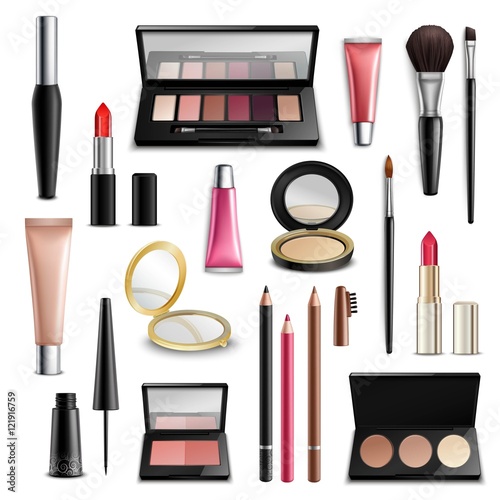 Makeup Cosmetics Accessories Realistic.Items Collection