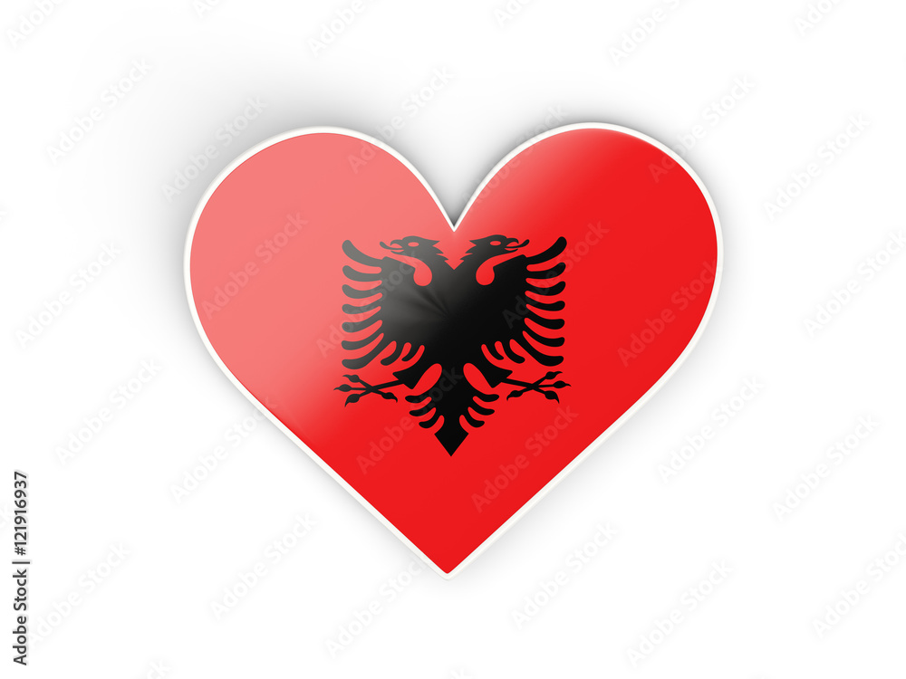 Flag of albania, heart shaped sticker