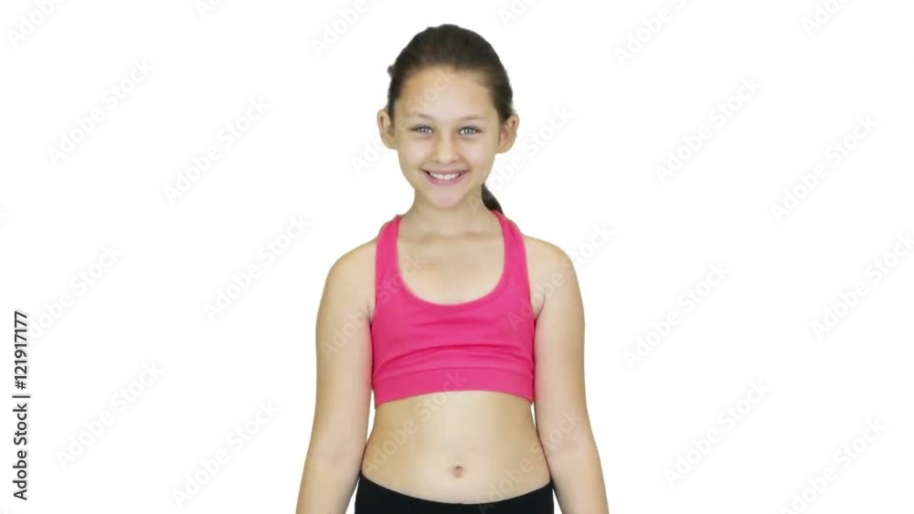 smiling girl the athlete on a white background smiling girl the athlete on a white background