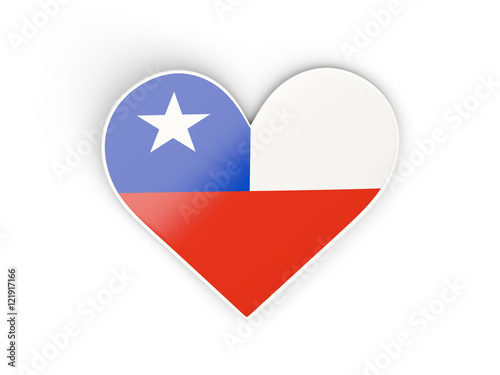 Flag of chile, heart shaped sticker