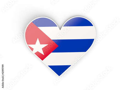 Flag of cuba, heart shaped sticker