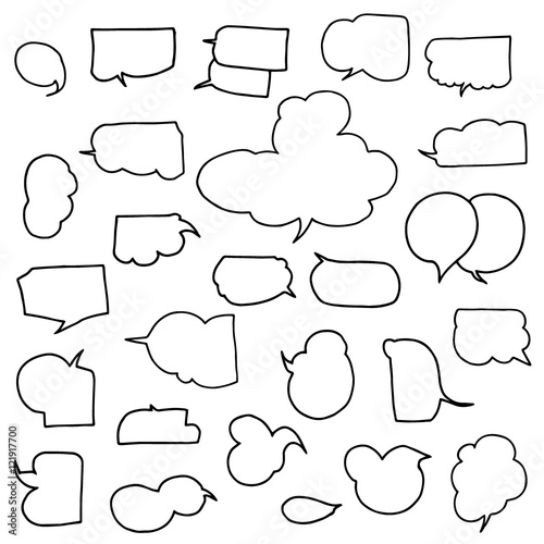 set of speech bubble doodle draw vector