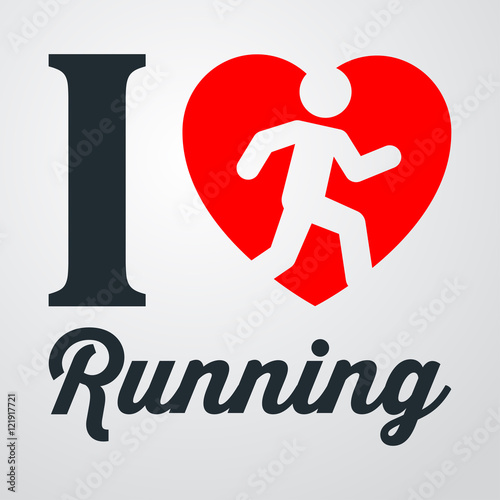 Icono plano i love Running en fondo degradado