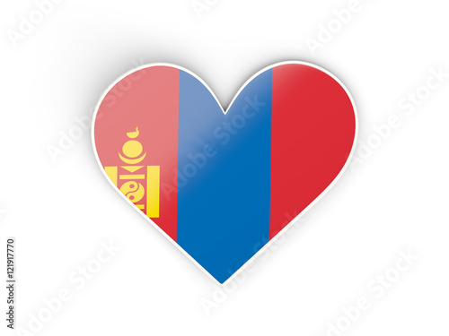 Flag of mongolia, heart shaped sticker