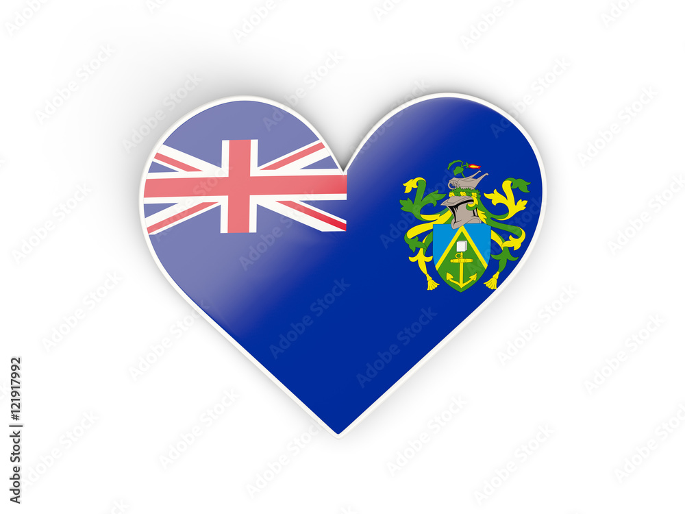 Flag of pitcairn islands, heart shaped sticker