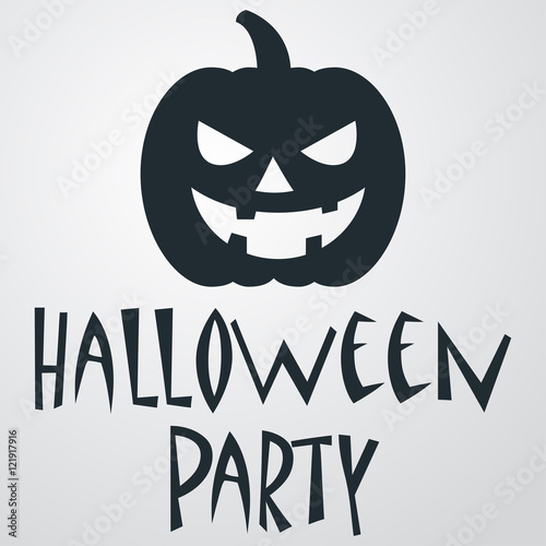 Icono plano texto HALLOWEEN PARTY con calabaza