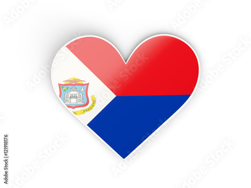 Flag of sint maarten, heart shaped sticker