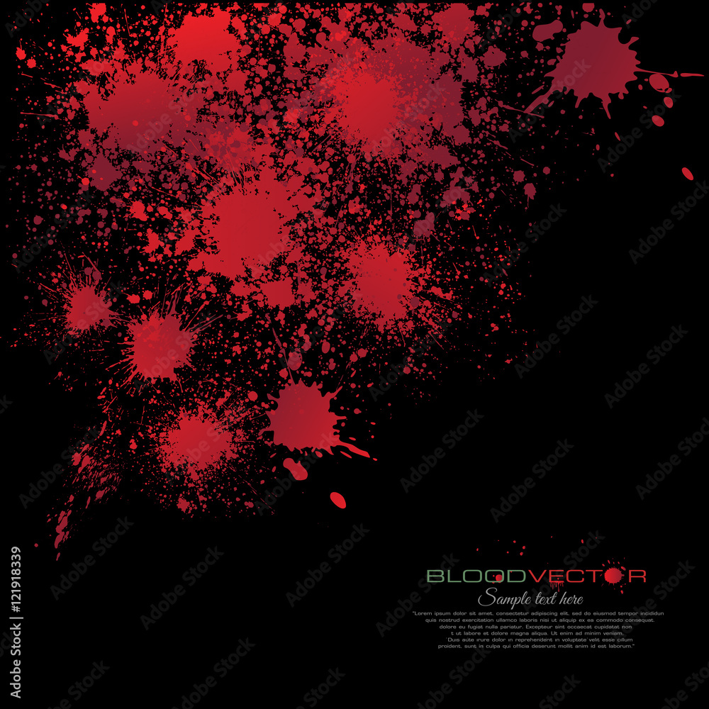 Abstract Blood splatter isolated on Black background, vector des Abstract Blood splatter isolated on Black background, vector des