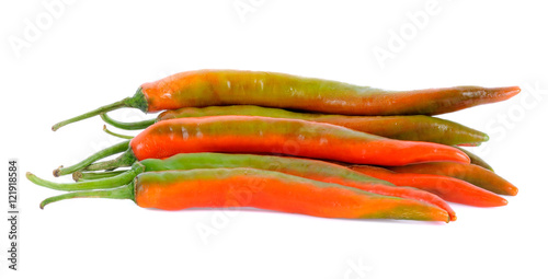 hot chili peppers isolated on a white background.