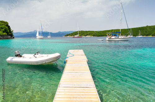 paradise bay with azure water on Corfu island  Greece