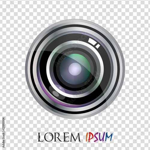 Modern vector realistic flat lens logo design isolated. Vector illustration