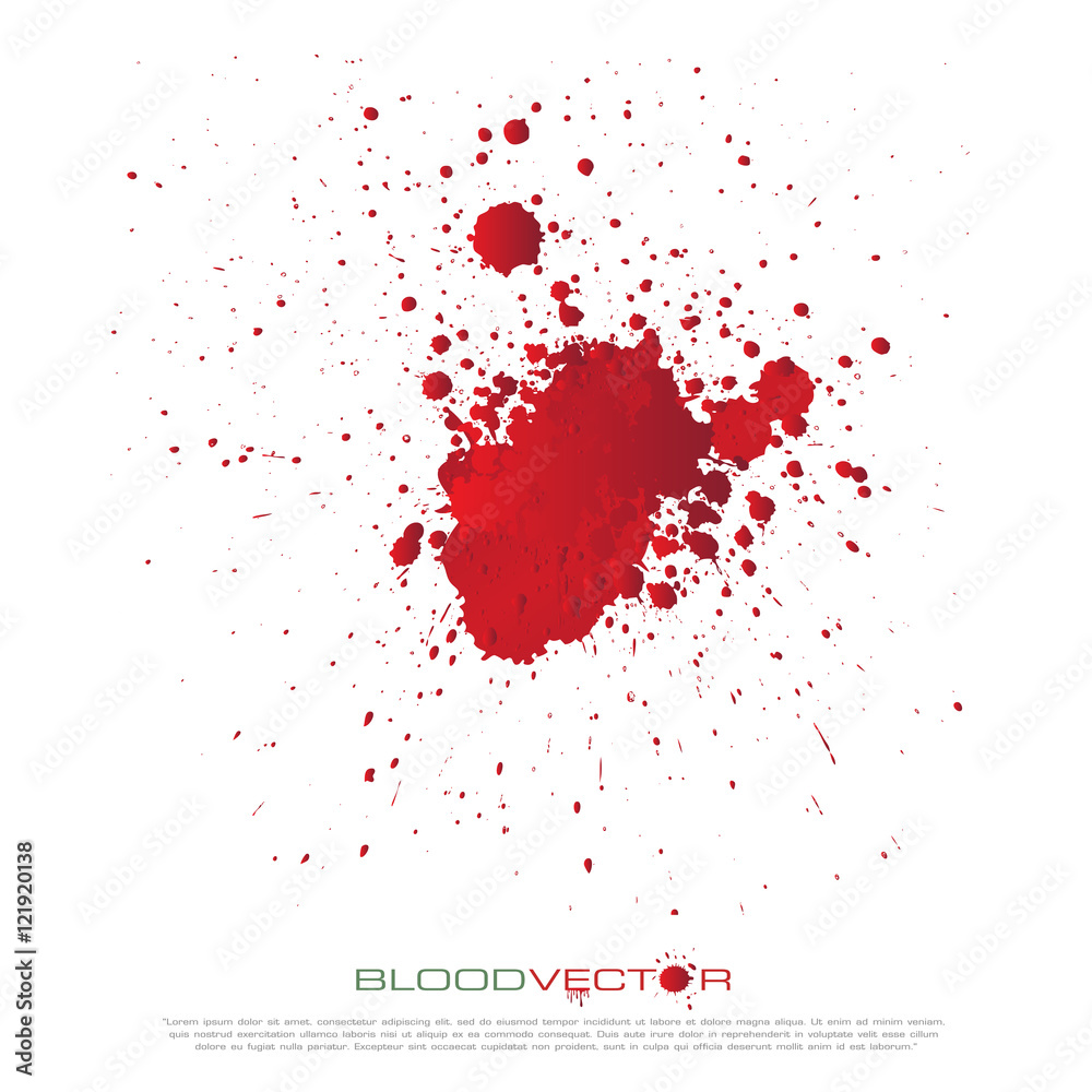 Blood splatter isolated on white background, vector design
