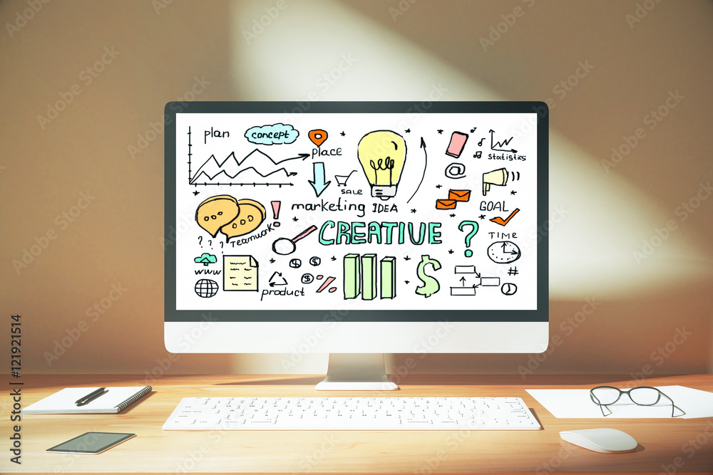 Fototapeta premium Workplace with business sketch
