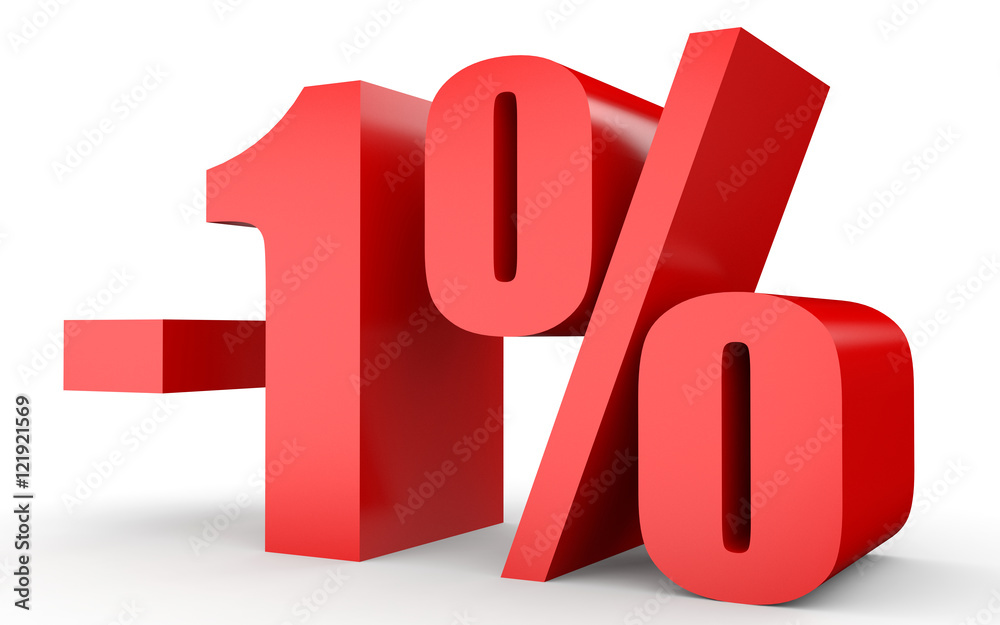 Discount 1 percent off. 3D illustration on white background. Discount 1 percent off. 3D illustration on white background.