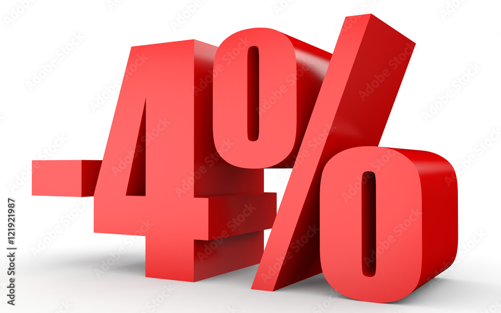 Discount 4 percent off. 3D illustration on white background. Discount 4 percent off. 3D illustration on white background.