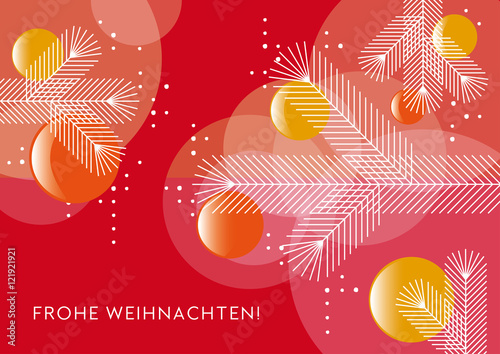 Weihnachtsbaum mit Kugeln, Grafik, Weihnachtsgruß, geometrische Formen