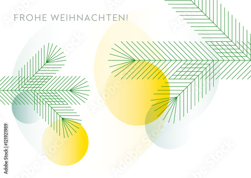 Weihnachtsbaum mit Kugeln, Grafik, Weihnachtsgruß, geometrische Formen