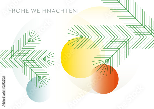 Weihnachtsbaum mit Kugeln, Grafik, Weihnachtsgruß, geometrische Formen