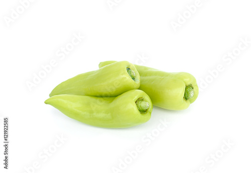 tree green bell peppers isolated on white backgroung