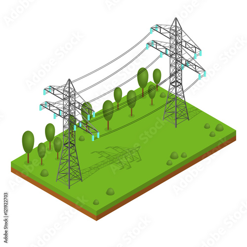 Power Lines Pylons. Vector