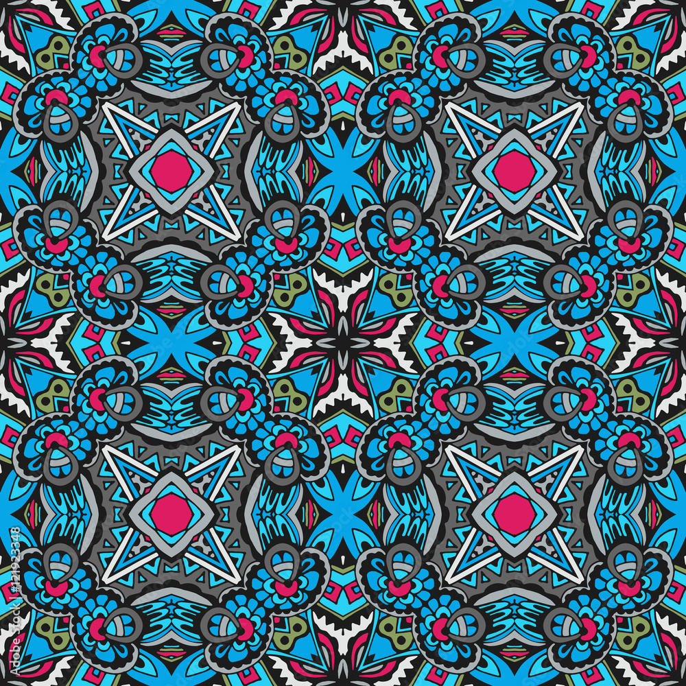 abstract blue  tribal geometric print