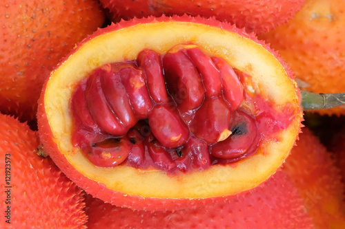 Gac fruit, Baby Jackfruit, Spiny Bitter Gourd, Sweet Grourd or C photo