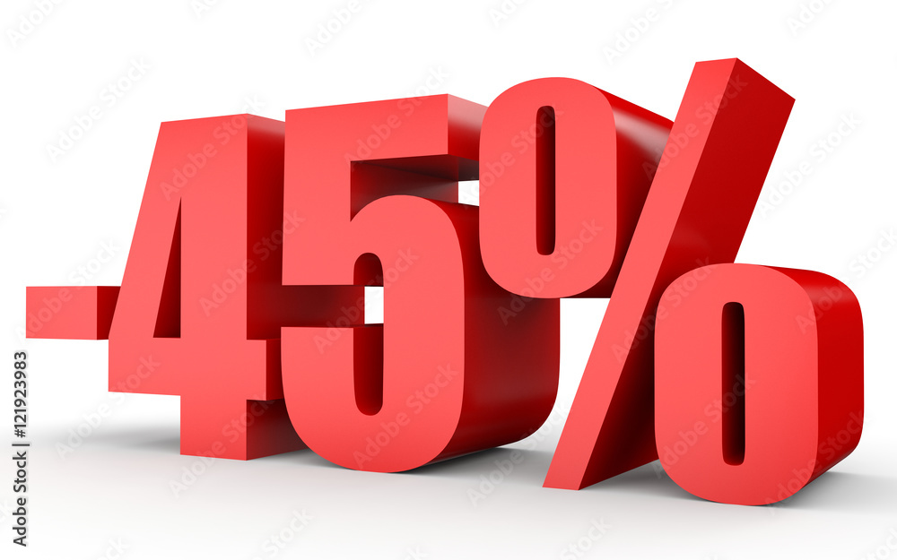 Discount 45 percent off. 3D illustration on white background. Discount 45 percent off. 3D illustration on white background.