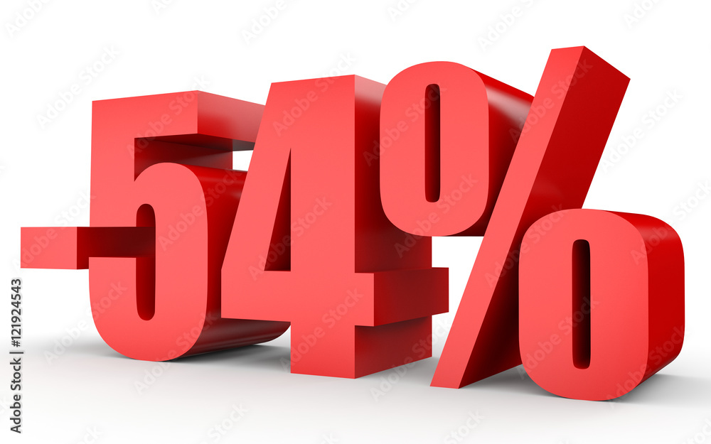 Discount 54 percent off. 3D illustration on white background. Discount 54 percent off. 3D illustration on white background.