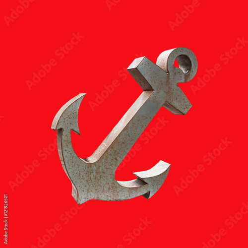 Old Steel anchor isolated