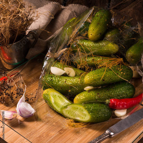 Salt cucumbers briefly stored photo