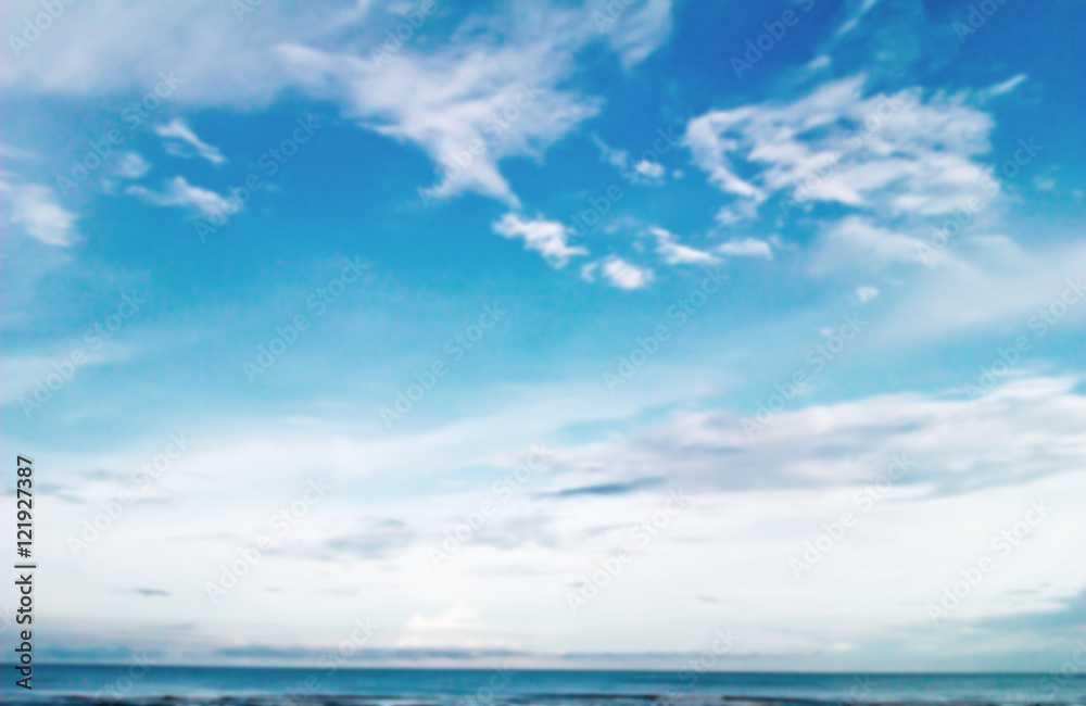 Fototapeta premium Blue sky and sea blur background.