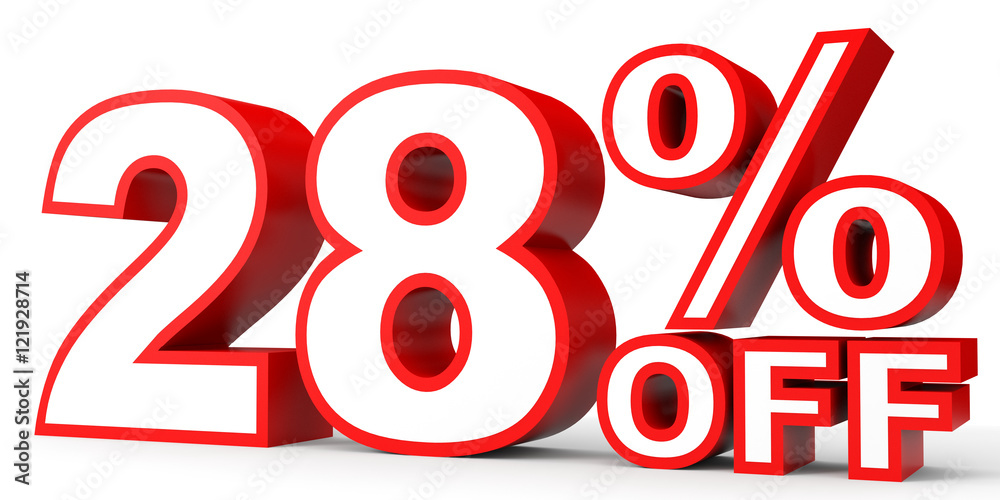 Discount 28 percent off. 3D illustration on white background. Discount 28 percent off. 3D illustration on white background.