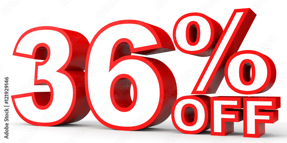 Discount 36 percent off. 3D illustration on white background. Discount 36 percent off. 3D illustration on white background.