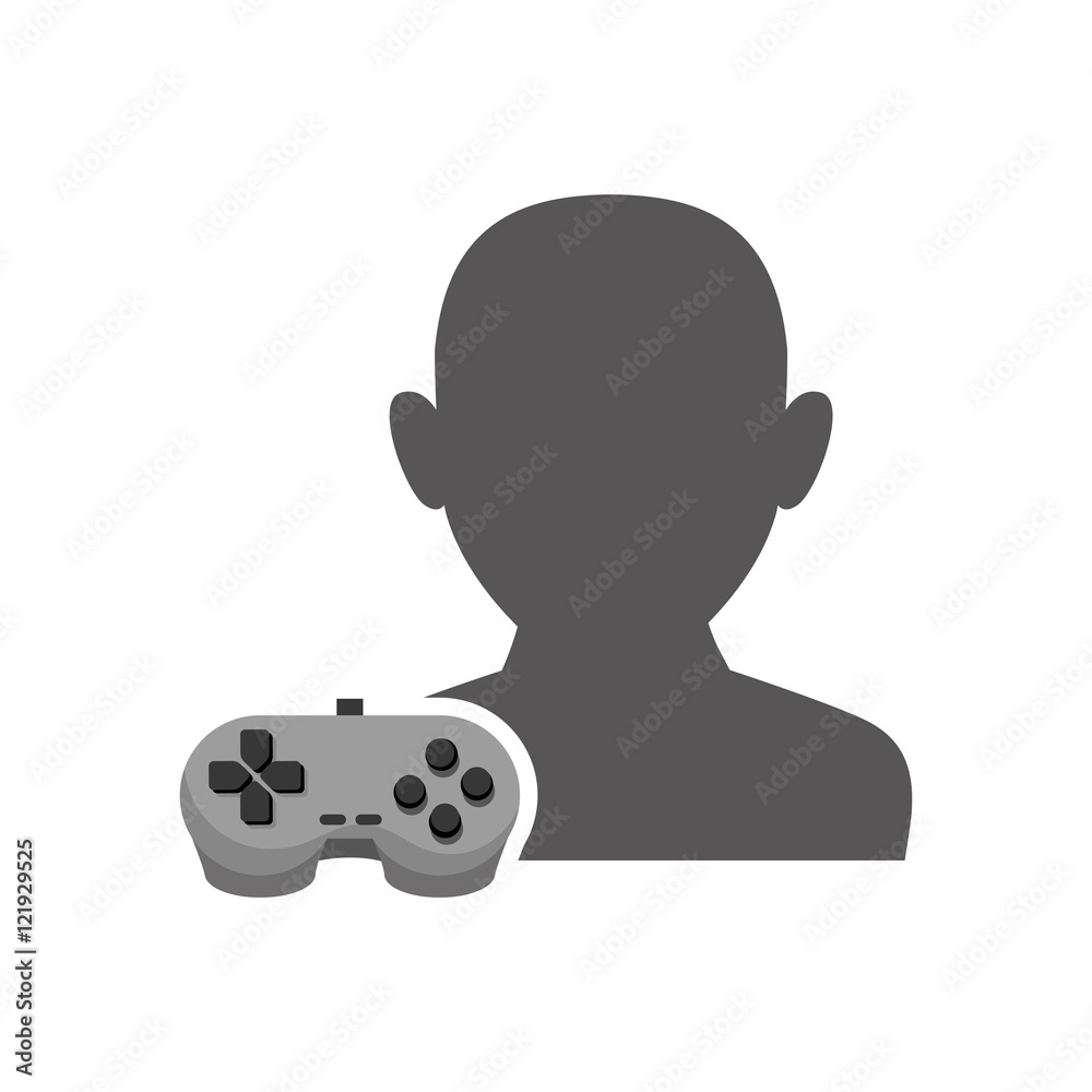 avatar man person male user with videogame control icon silhouette. vector illustration