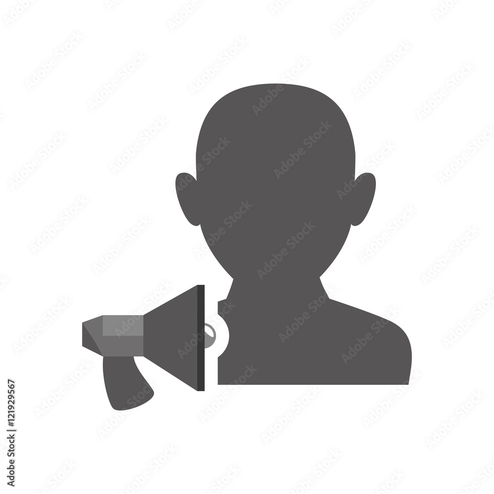 avatar man person male user with speaker icon silhouette. vector illustration avatar man person male user with speaker icon silhouette. vector illustration