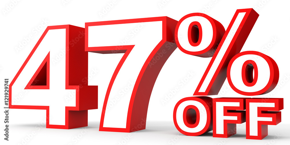 Discount 47 percent off. 3D illustration on white background. Discount 47 percent off. 3D illustration on white background.