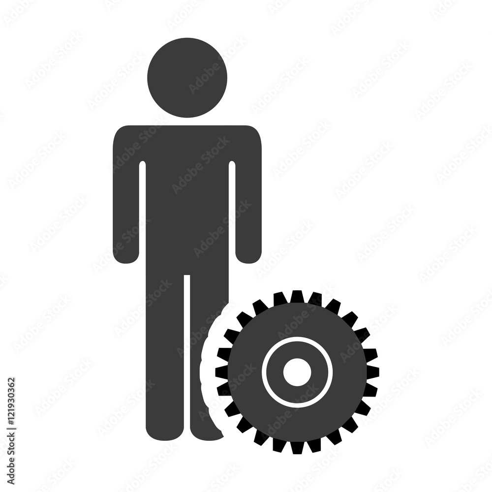 avatar man person male user with gear wheel icon silhouette. vector illustration avatar man person male user with gear wheel icon silhouette. vector illustration