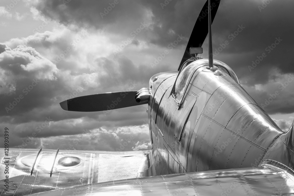 Supermarine Spitfire - mono - obrazy, fototapety, plakaty 
