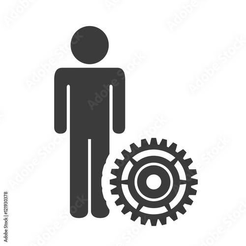 avatar man person male user with gear wheel icon silhouette. vector illustration